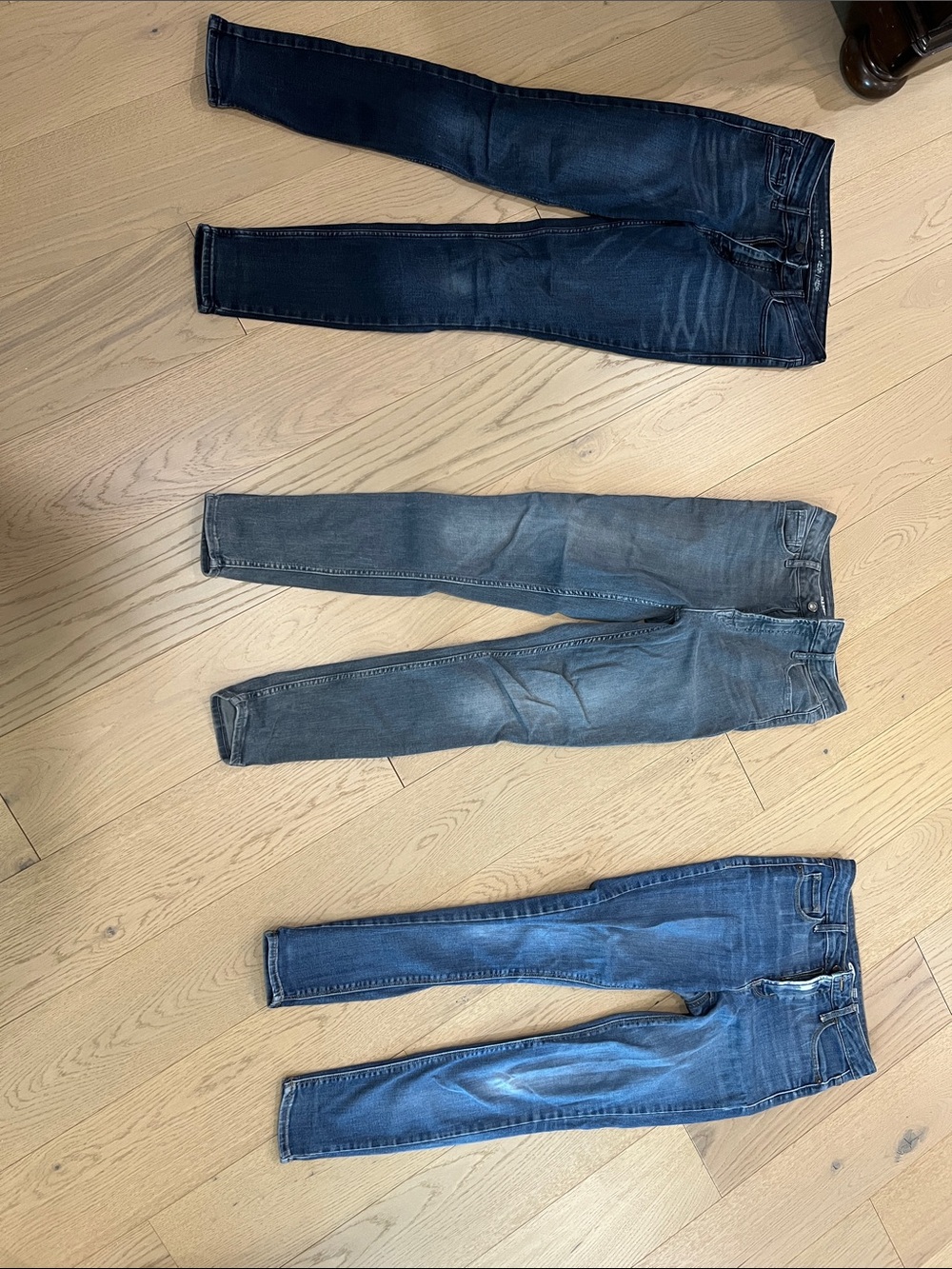 Old Navy Women's Skinny Jeans Trio - Dark Indigo, Mid Blue, Light Blue